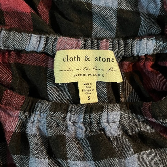 CLOTH & STONE Anthropologie Plaid Top Sz S - Picture 3 of 3